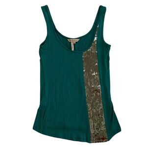 BCBGENERATION Green Sequins Sleeveless Tank Top XS
